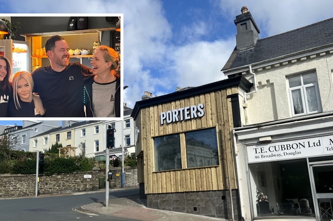 Porters is coming soon at Broadway in Douglas. (Inset image is the team at the Glen Helen Lodge - Holly MacRae, Myla Alexander, Kyle Porter and Fleur Porter)