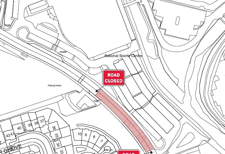 The section of Groves Road that will be closed for three months