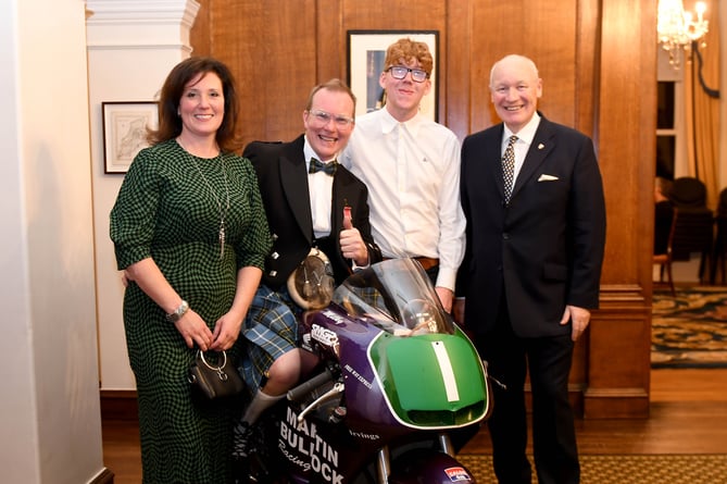 Sir John Lorimer with Milky Quayle, his wife Lydia and son Illiam