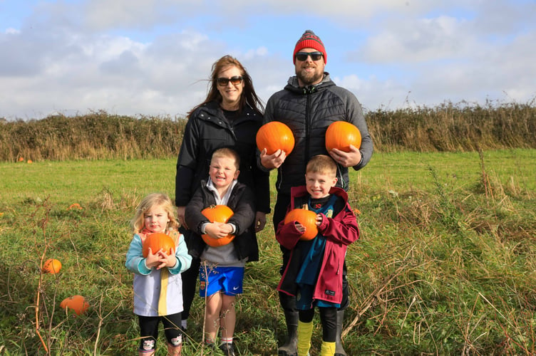 The French family at Bigfoot Pumpkin Fields in Ballabeg