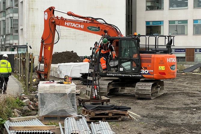 Contractors at work on the Villiers Square site