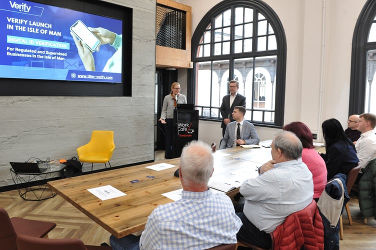 Guests at the Verify by Tiller Isle of Man launch which was held at the Santander Work Café in Douglas recently