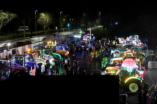 The Christmas Tractor Run at the finish - The Grandstand