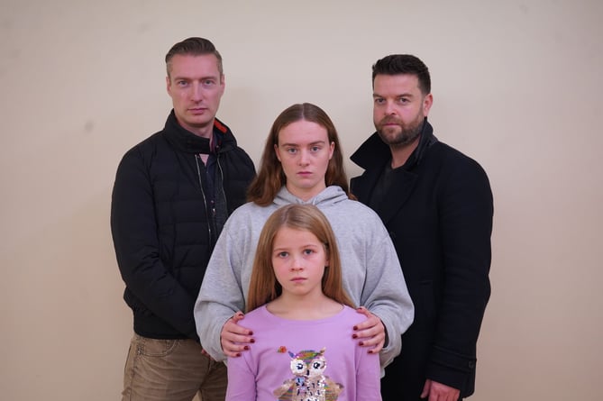 John Walker (left) who plays Javert, Carl Parker (right) who plays Jean Valjean, Saoirse Coyle-Carrol (top centre)plays Fantine and Young Cosette is played by Harriet Summers