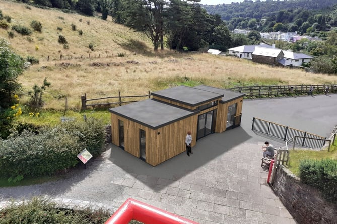 An artists impression of the revised Laxey Wheel Visitor Hub which are currently on display for in person consultations