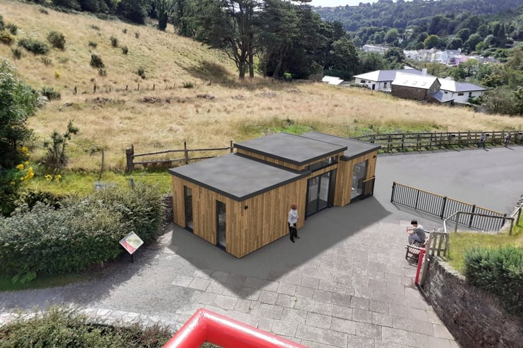 An artists impression of the revised Laxey Wheel Visitor Hub which are currently on display for in person consultations