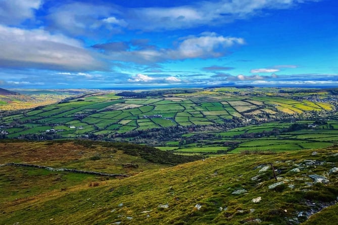 Views of Peel from the top of Slieu Whallian plantation