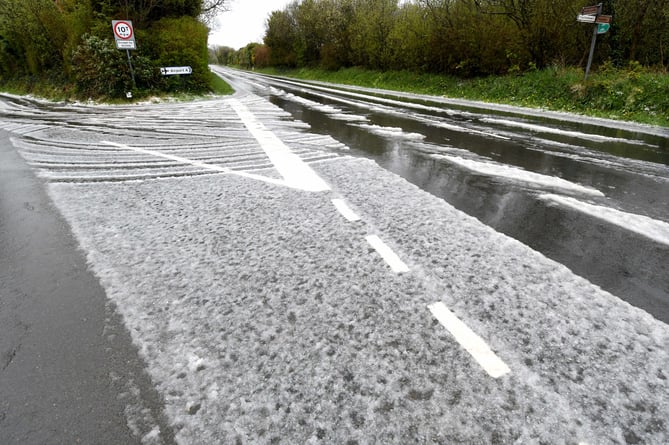 The aftermath of a hail shower on the Ballamodha straight in 2021