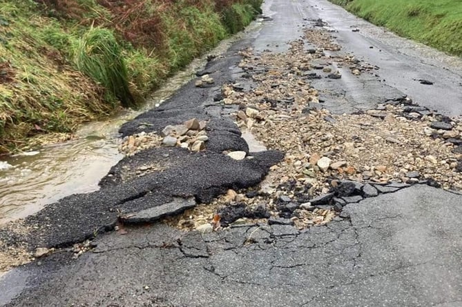 During Storm Bert, a section of Baldhoon Road in Lonan was damaged