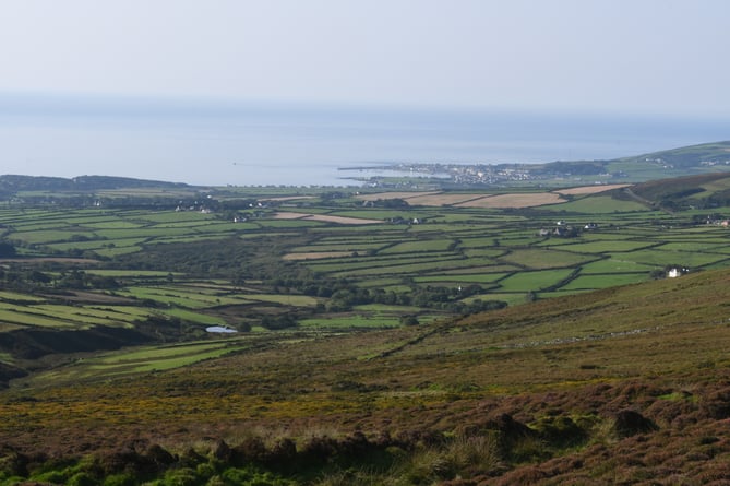 General view looking down towards Port St Mary from the Sloc