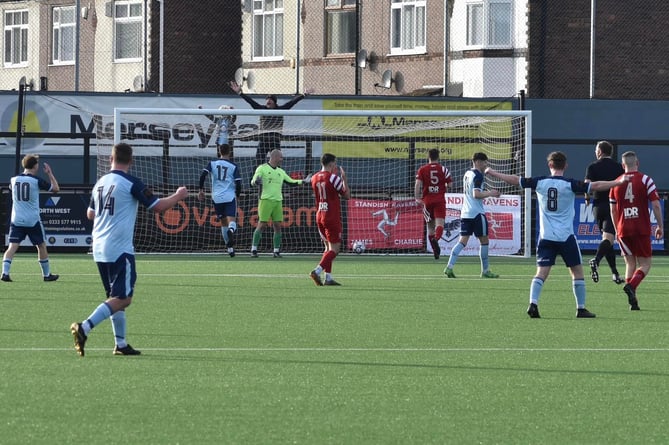 Luke Booth equalised against AFC Liverpool in Merseyside on Saturday before the Ravens suffered late heartbreak (Photo - Paul Moran)