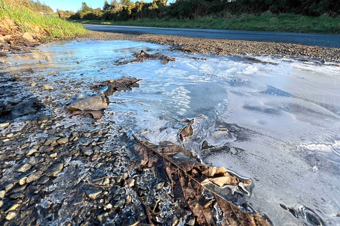 Ice on the island's roads