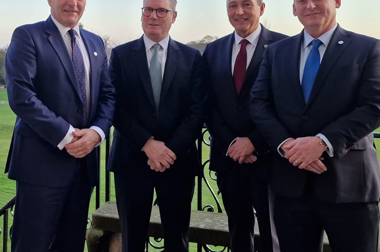 Left to right: Chief Minister Alfred Cannan, UK Prime Minister Kier Starmer, Chief Minister of Jersey Lyndon Farnham and Chief Minister of Guernsey Lyndon Trott