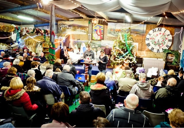 You can watch a real Christmas nativity in a barn on the island