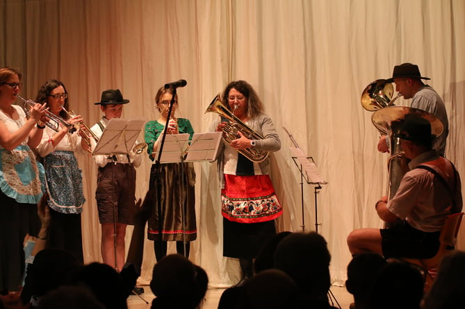 The Oompah Band at Dot Tilbury's fund raising concert for the junior cycling at Marown School in 2019