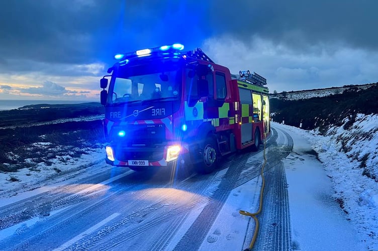 Fire crews from Douglas and Laxey along with the Duty Officer were mobilised to a single vehicle road traffic collision on the Creg Ny Baa back road