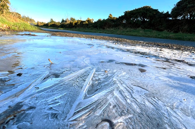 Ice on the island's roads