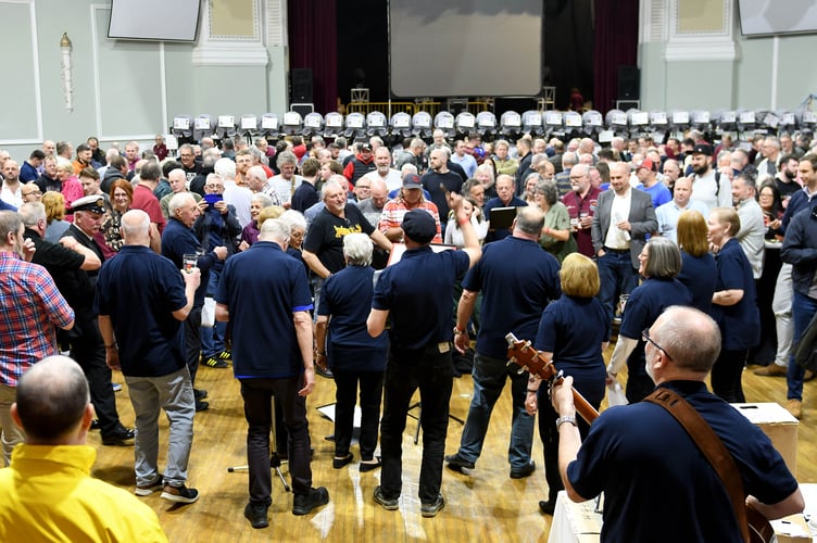 The official opening of the 2024 CAMRA Isle of Man Beer and Cider Festival in the Villa Marina Royal Hall - the Star Shanty Singers