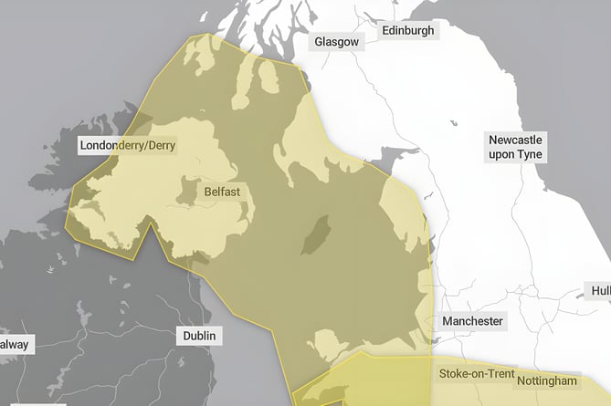 UK Met Office map shows the Isle of Man in the middle of a yellow weather warning for more wind on Sunday