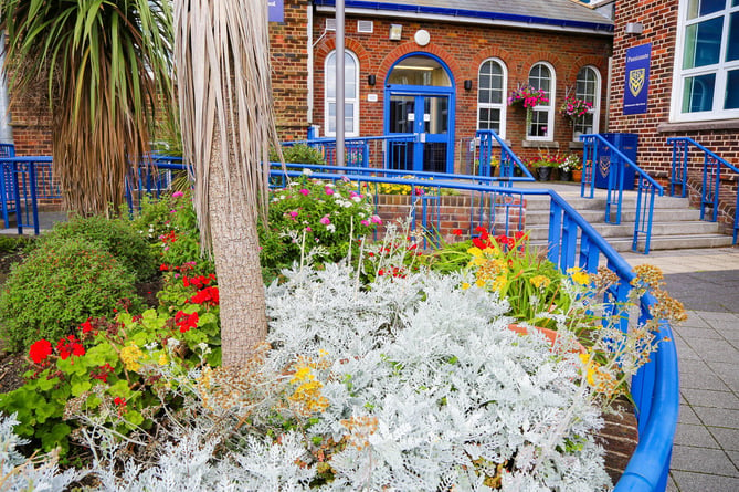 The flower bed at Ballakermeen High School, Douglas