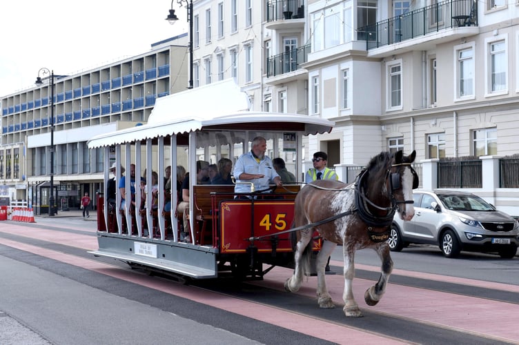 Horse drawn tram on Douglas Central Promenade 