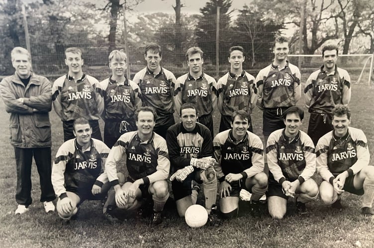 Andy Wade (bottom row third from right) with the Marown AFC team at the Memorial Playing Fields