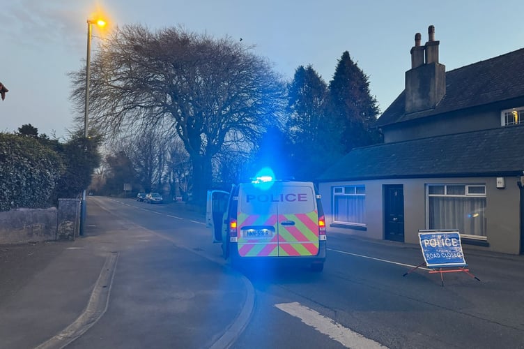 The road was shut on Thursday evening from Crosby Crossroads through to the Glen Darragh Road junction (near Marown Primary School)